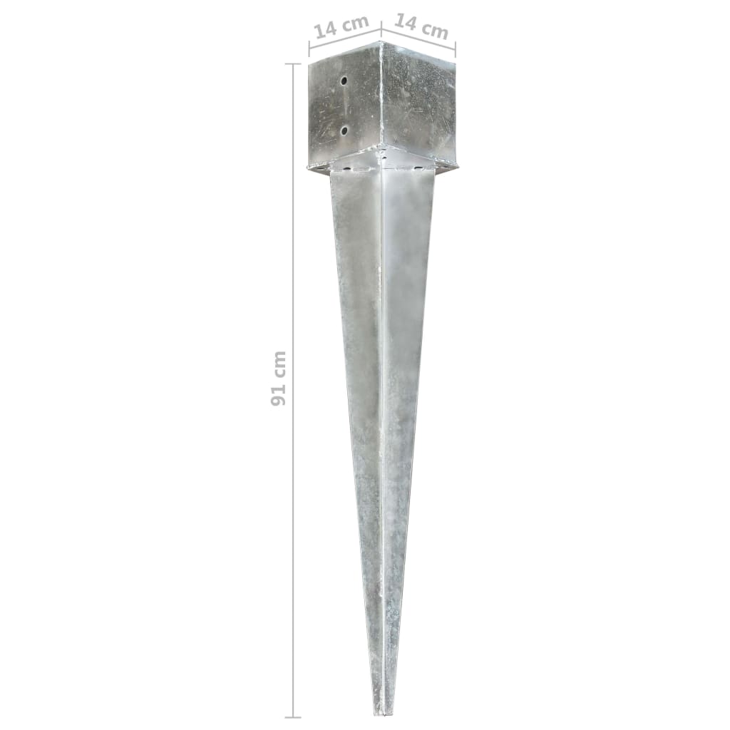 Grondpinnen 6 st 14x14x91 cm gegalvaniseerd staal zilverkleurig 6 14 x 14 x 91 cm