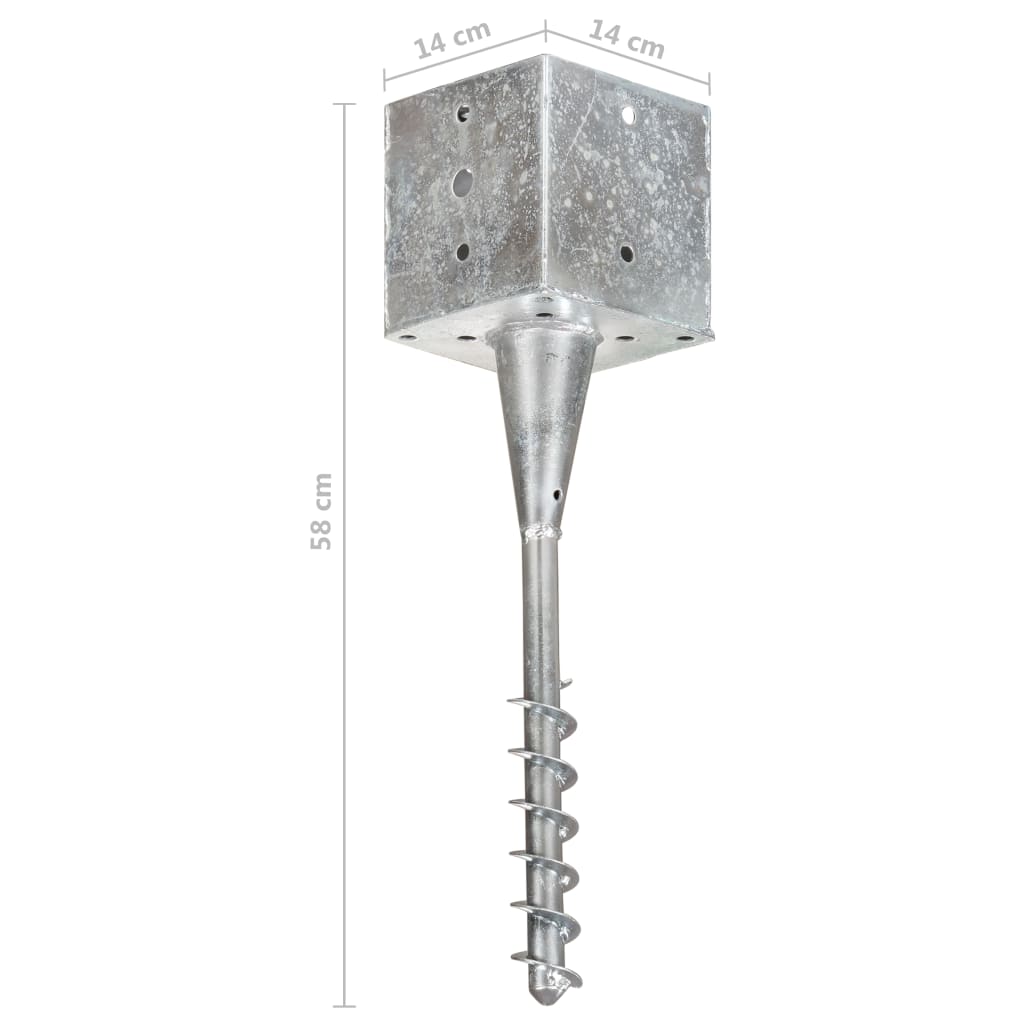 Grondpinnen 6 St 14X14X58 Cm Gegalvaniseerd Staal Zilverkleurig 14 x 14 x 58 cm