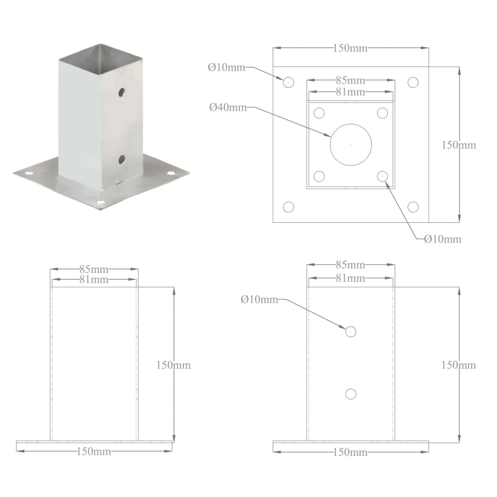 Paalankers 4 St 81 Mm Gegalvaniseerd Metaal