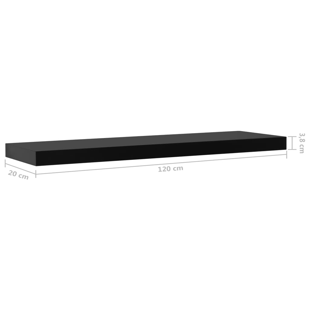 Wandschappen Zwevend 10X0X3,8 Cm Zwart 120 x 20 x 3.8 cm