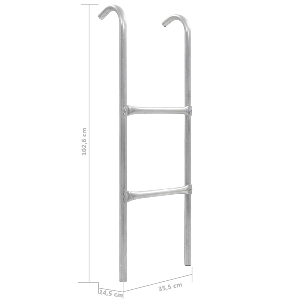 Trampolineladder Met 2 Sporten 02,6 Cm Staal Zilverkleurig 102.6 cm