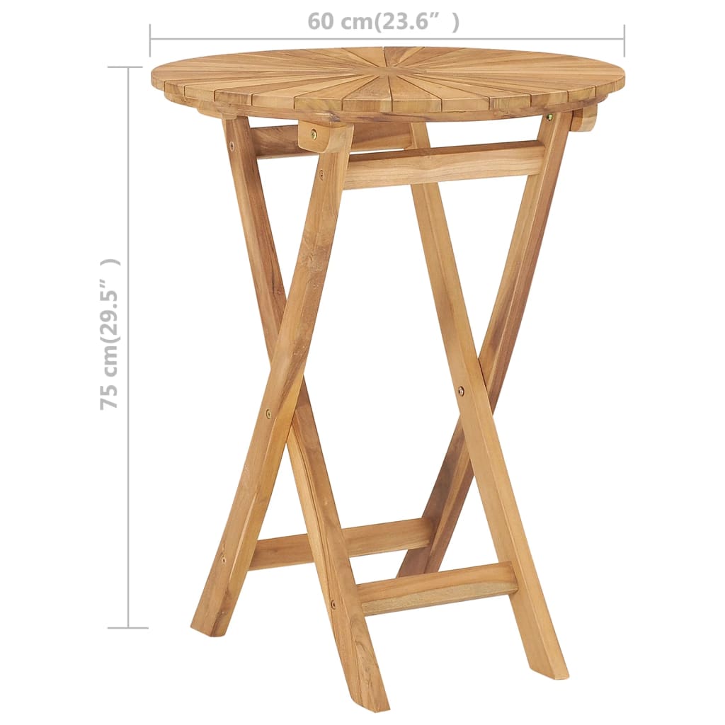 Tuintafel Inklapbaar Ø60 Cm Massief Teakhout Ø 60 x 75 cm