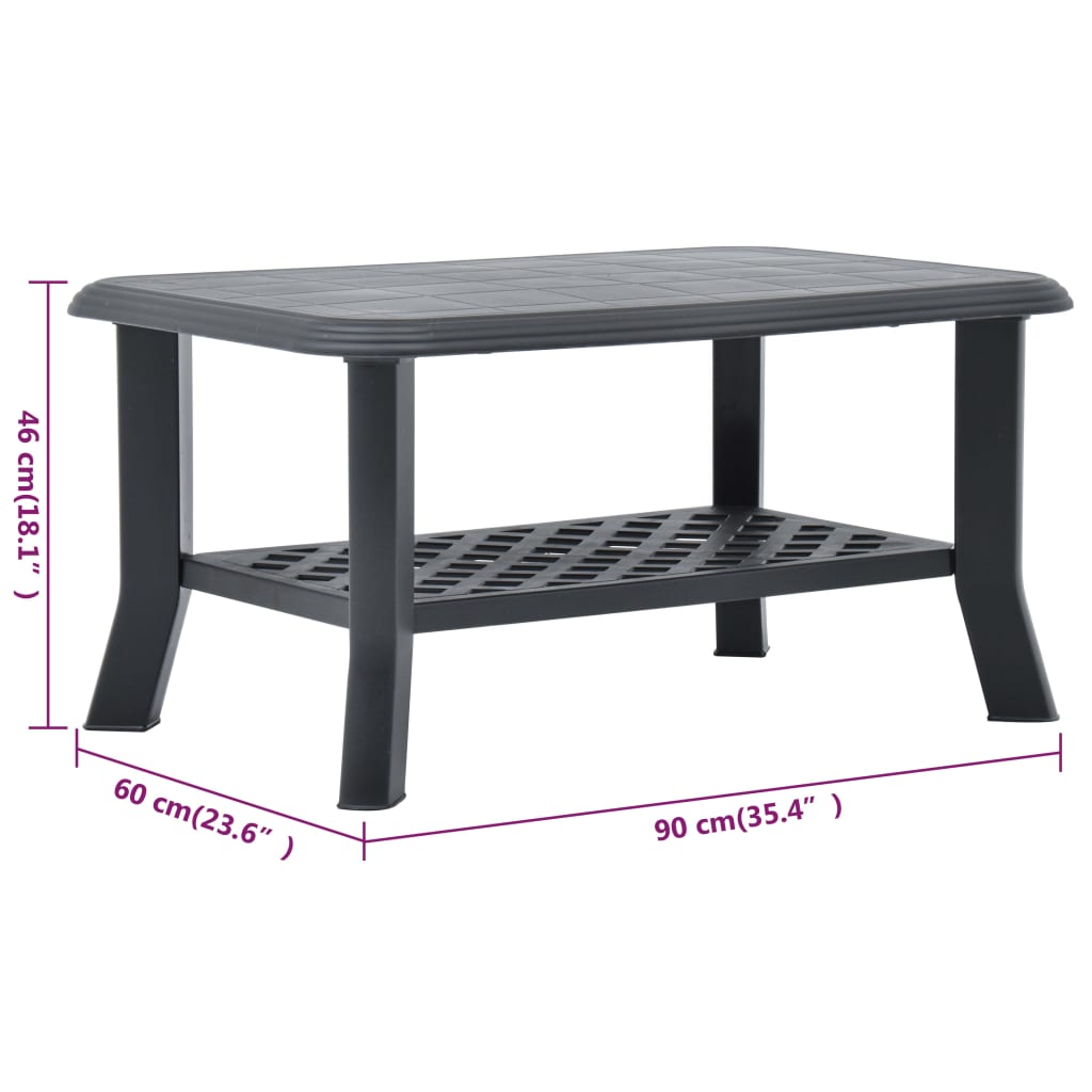 Salontafel 90X60X46 Cm Kunststof Antraciet