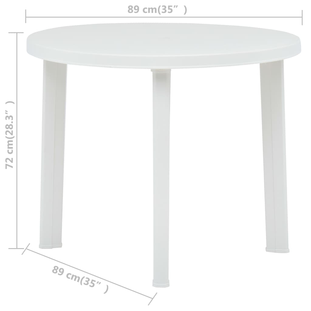 Tuintafel 89 Cm Kunststof Wit