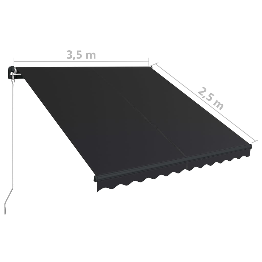 Luifel Handmatig Uittrekbaar Antraciet 350 x 250 cm