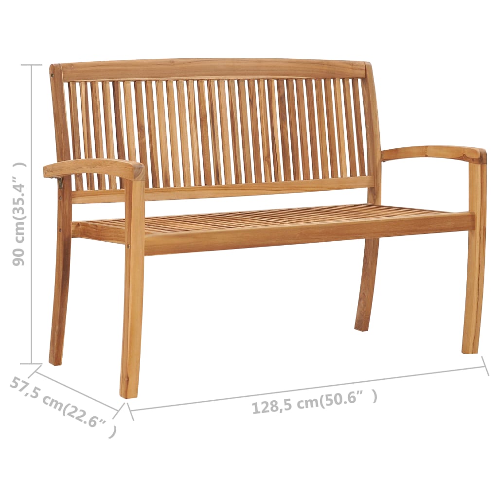 Tuinbank 2-Zits Stapelbaar 28,5 Cm Massief Teakhout 128.5 cm