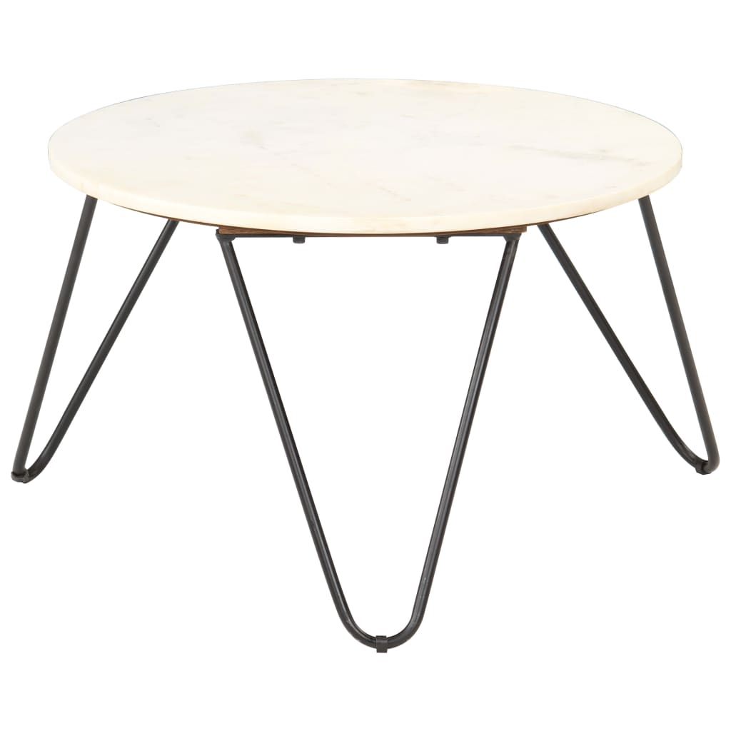Salontafel 65x65x42 cm echt steen met marmeren textuur wit