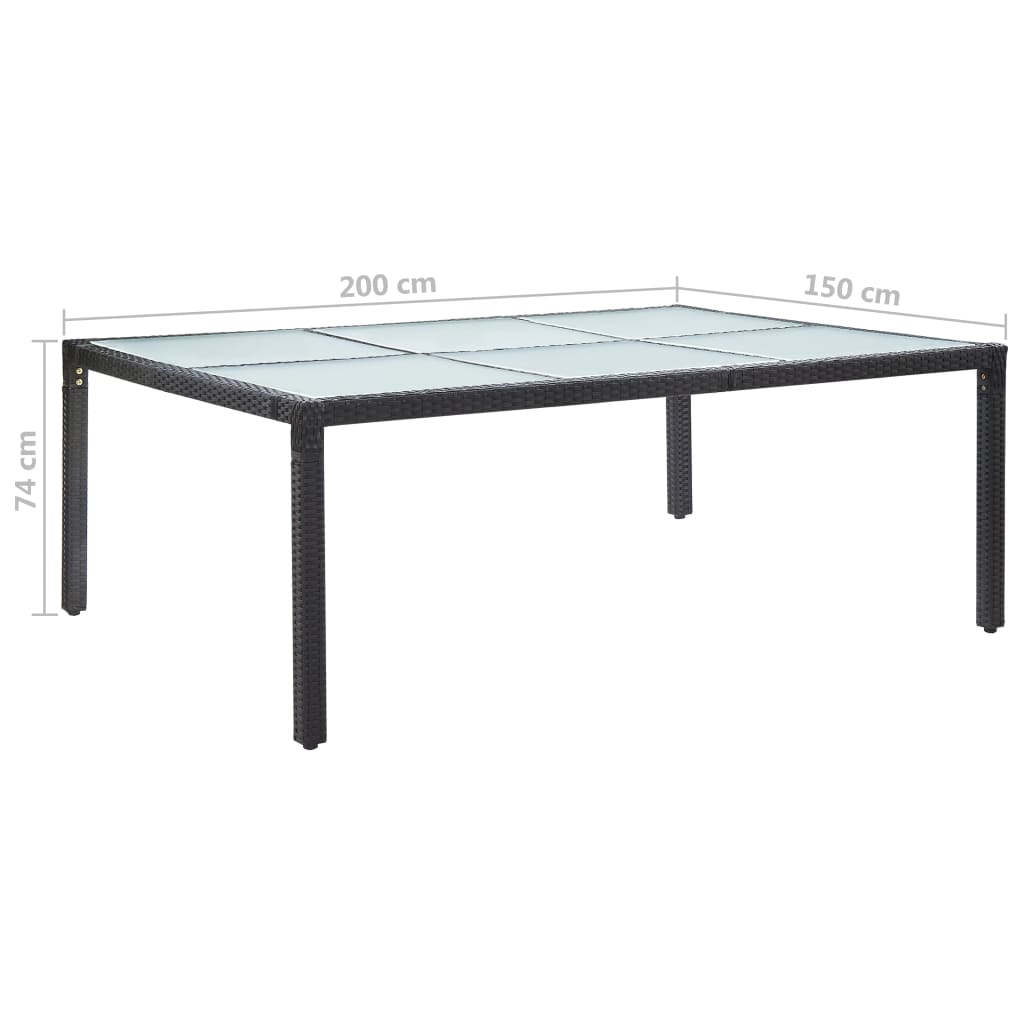 Tuintafel 200X50X74 Cm Poly Rattan Zwart