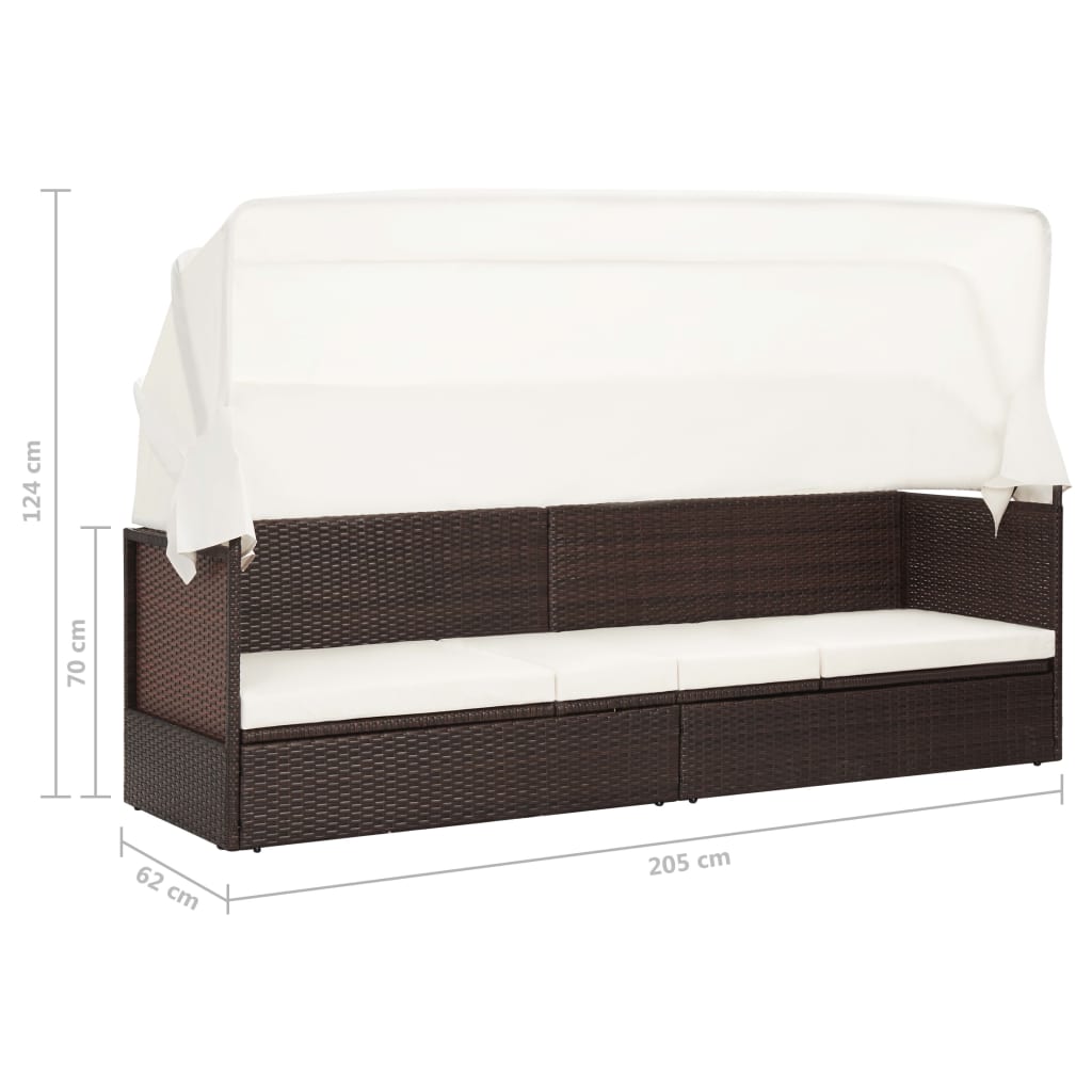 Tuinbank Met Luifel Poly Rattan Bruin