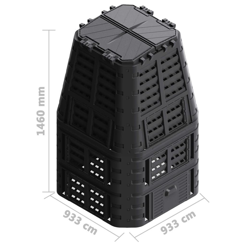 Compostbak 000 L 93,3X93,3X46 Cm Zwart 1 1000 l