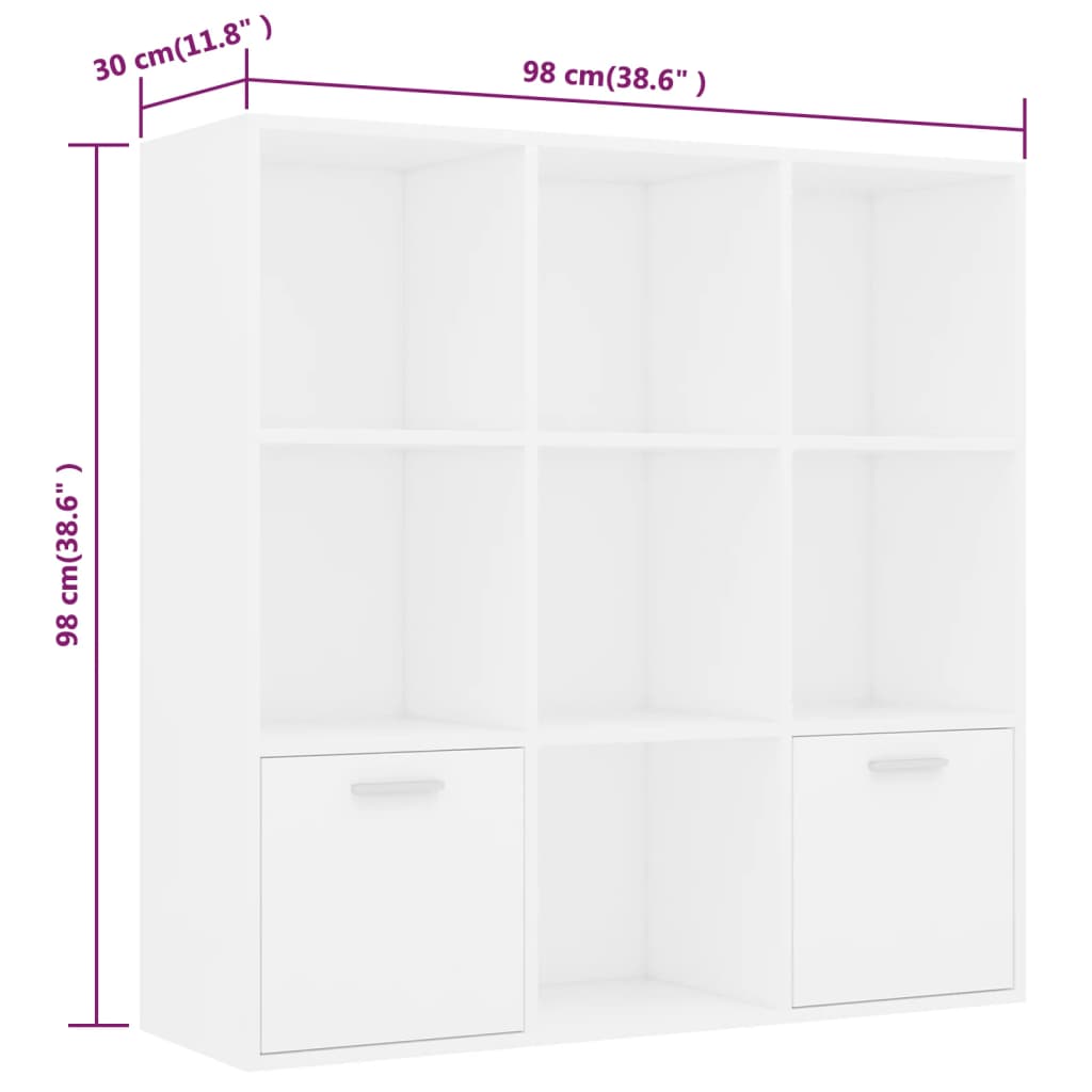 Boekenkast 98x30x98 cm bewerkt hout wit