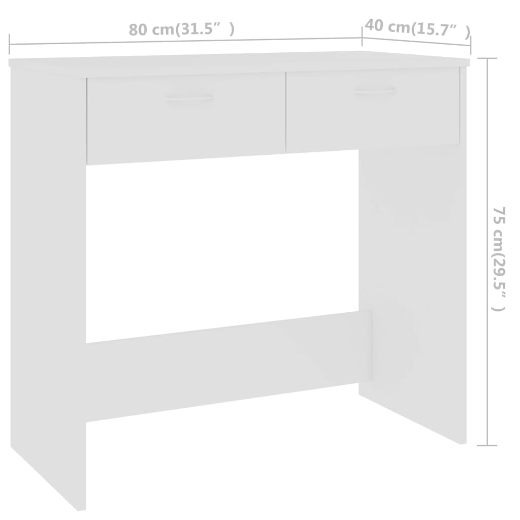 Bureau 80x40x75 cm bewerkt hout wit Wit
