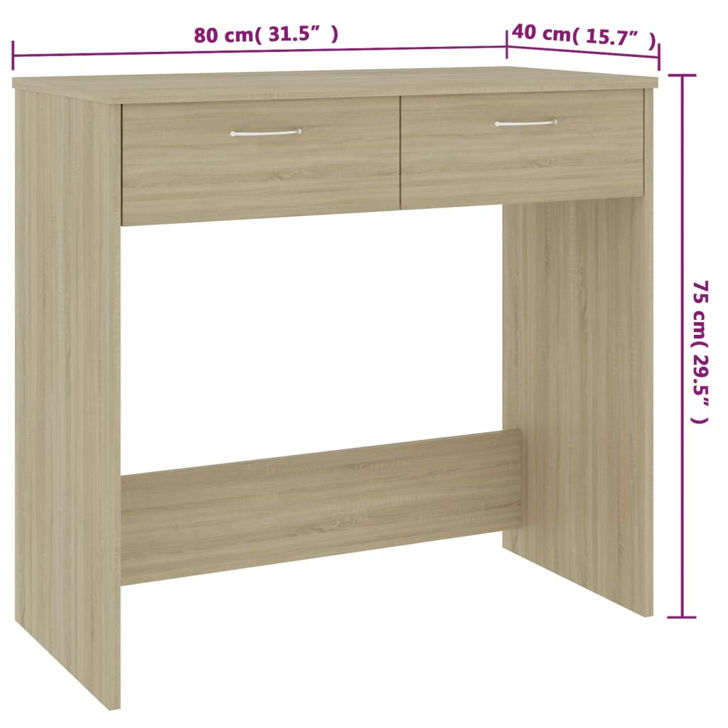 Bureau 80X40X75 Cm Bewerkt Hout Kleurig Sonoma eiken
