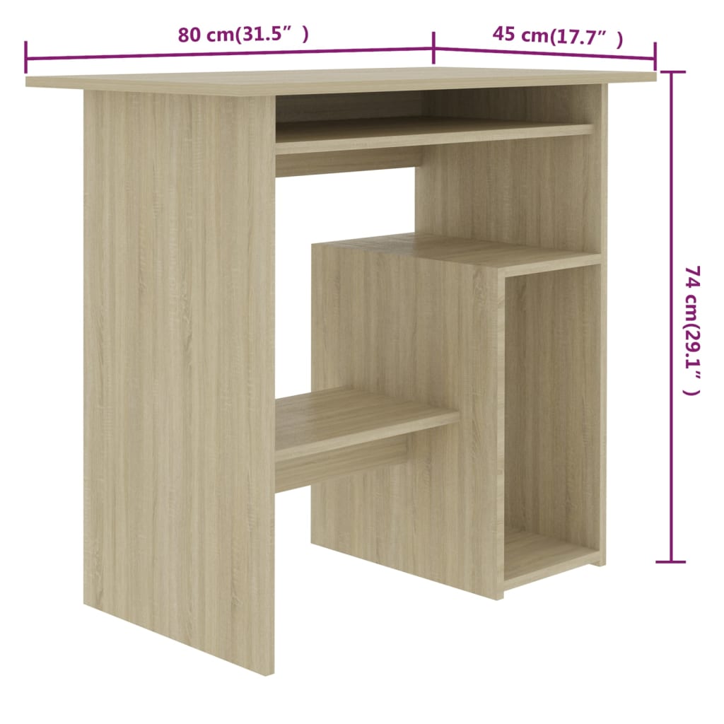Bureau 80x45x74 cm spaanplaat sonoma eikenkleurig Sonoma eiken