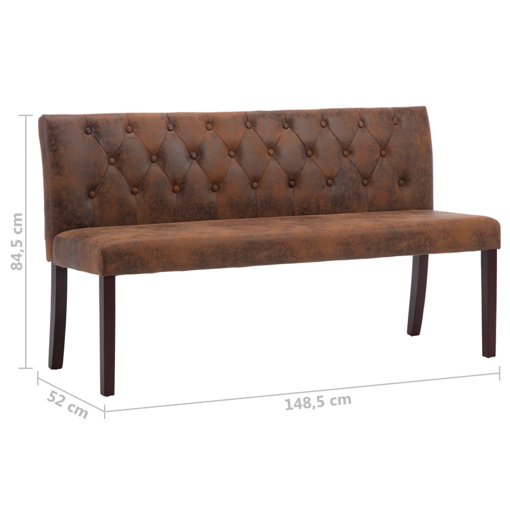Bankje 148,5 Cm Kunstsuède 148.5 cm Bruin