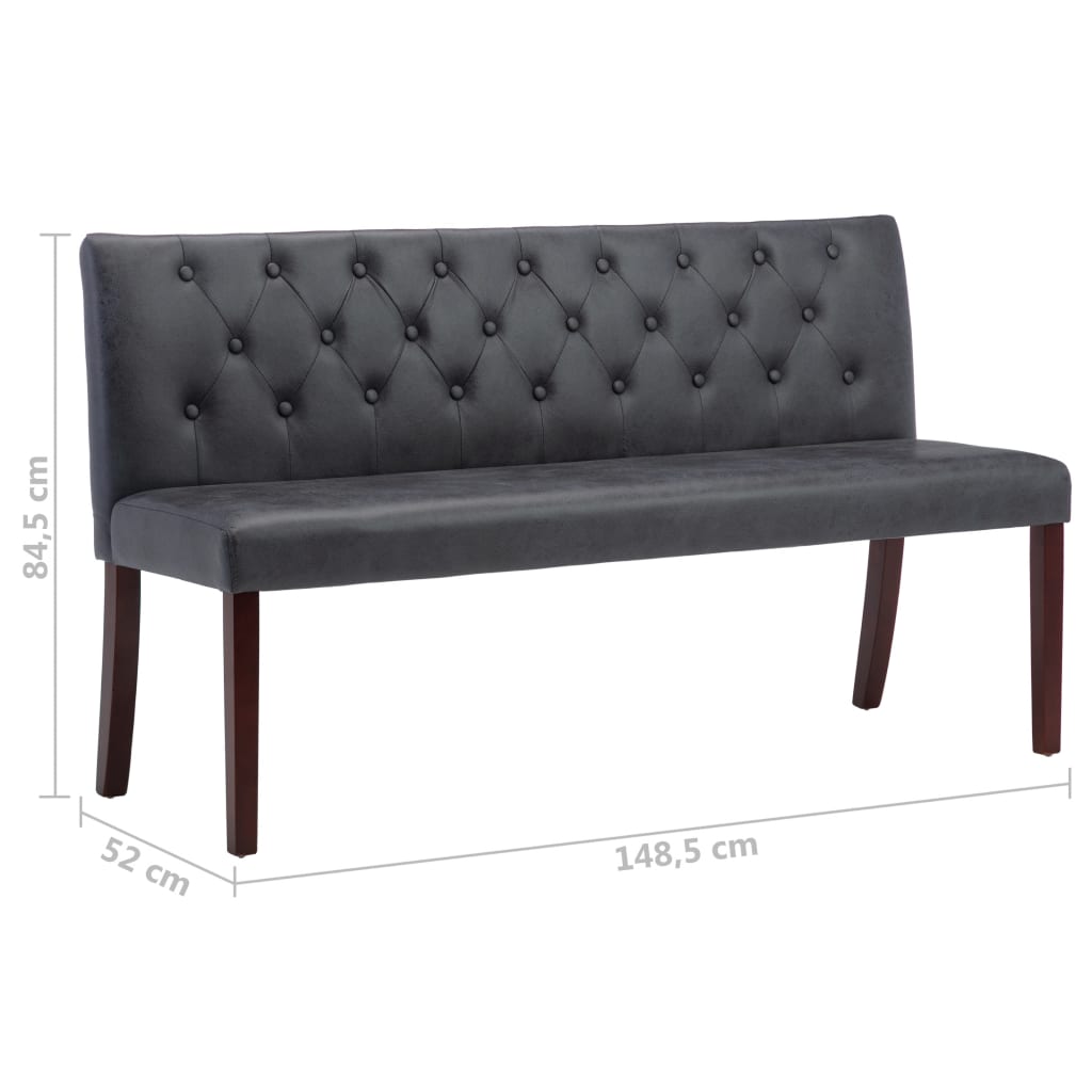 Bankje 148,5 Cm Kunstsuède 148.5 cm Grijs