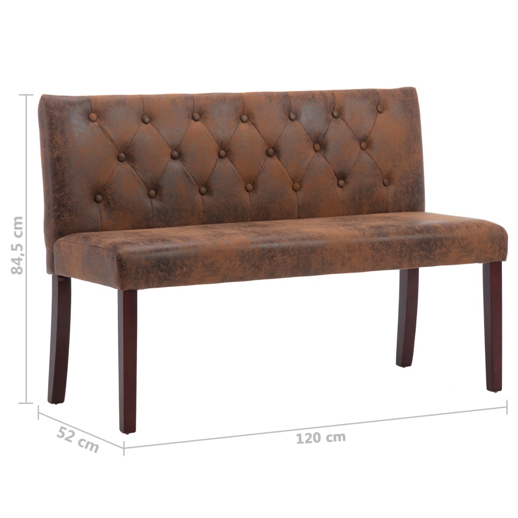 Bankje Kunstsuède 120 cm Bruin