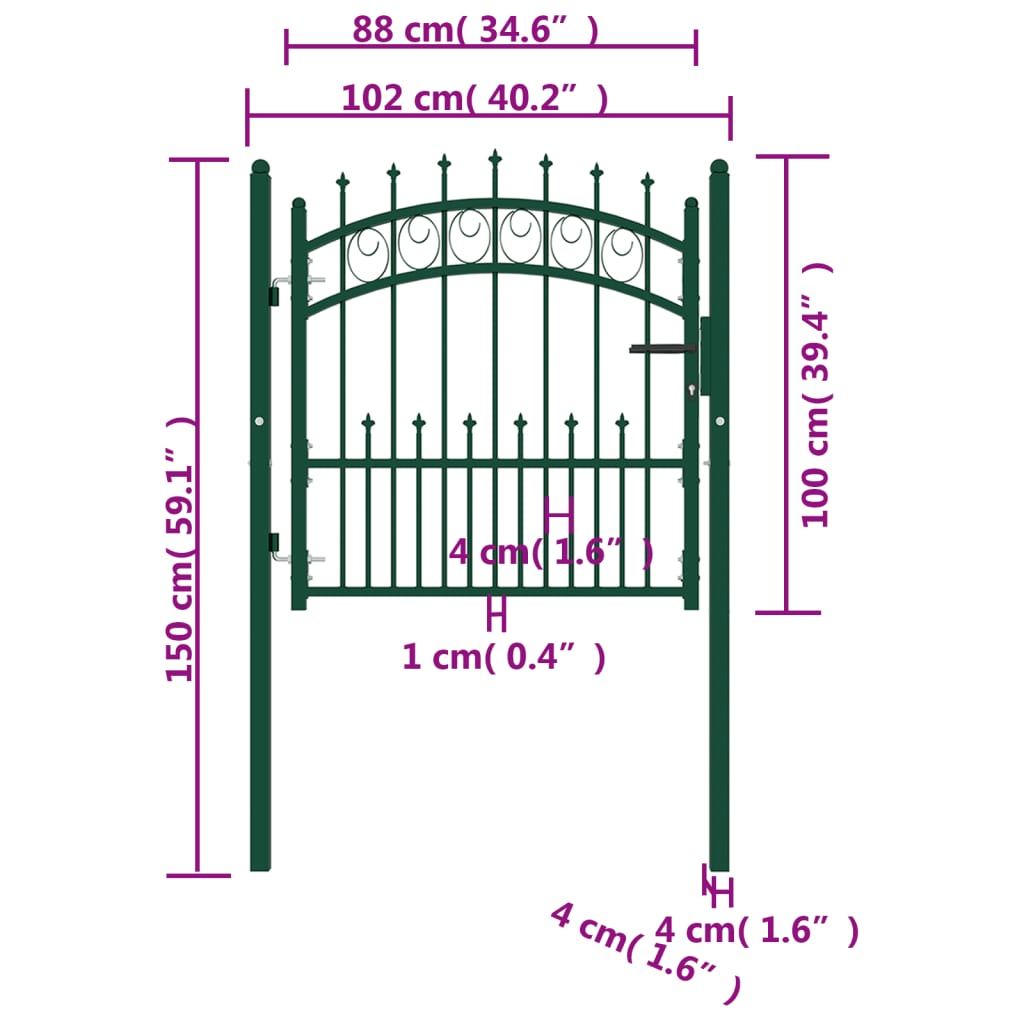 Poort Met Speerpunten 100X100 Cm Staal Groen 100 x 100 cm