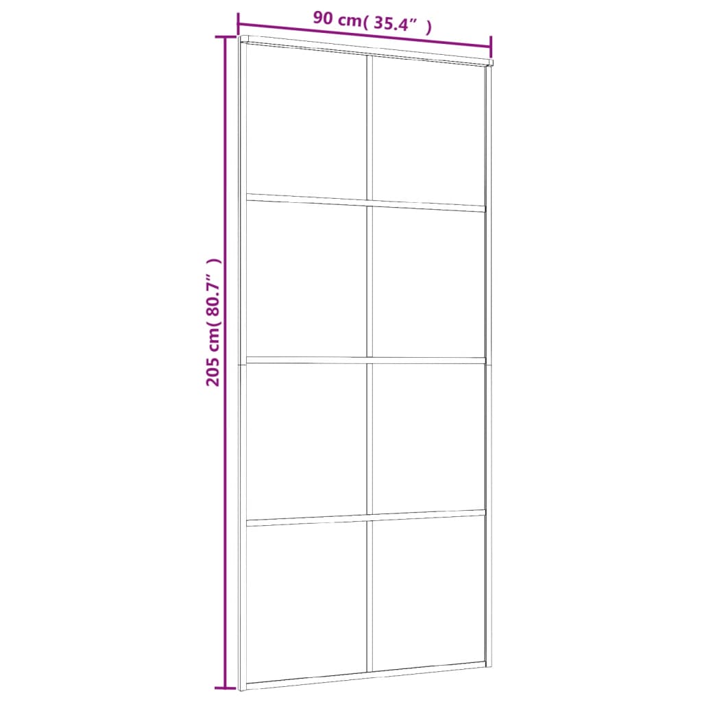 Schuifdeur 90x205 cm aluminium en ESG-glas zwart 90 x 205 cm Mat
