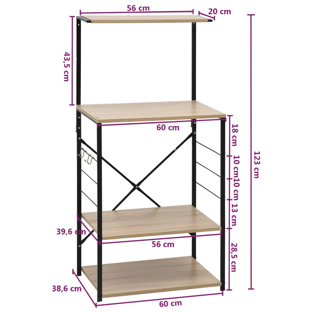 Magnetronkast 60X39,6X123 Cm Bewerkt Hout Kleurig Zwart en eiken