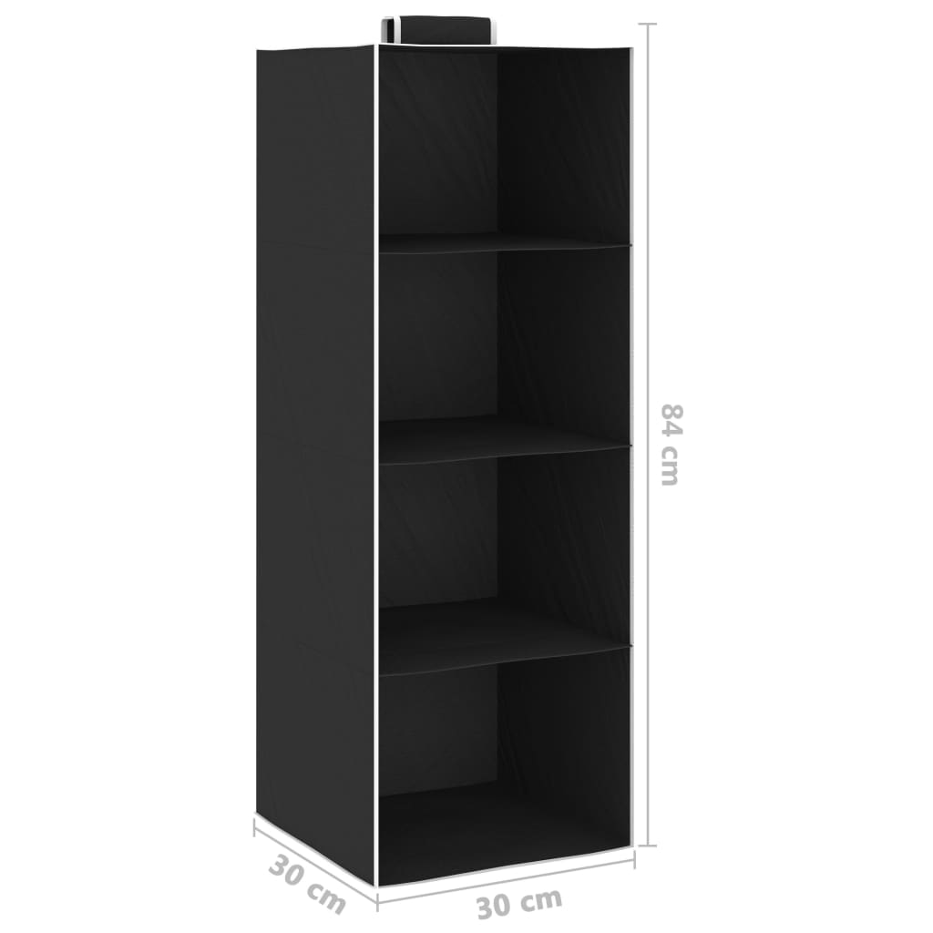 Kledingorganisers Hangend Met 4 Schappen Stof Zwart 30 x 30 x 84 cm