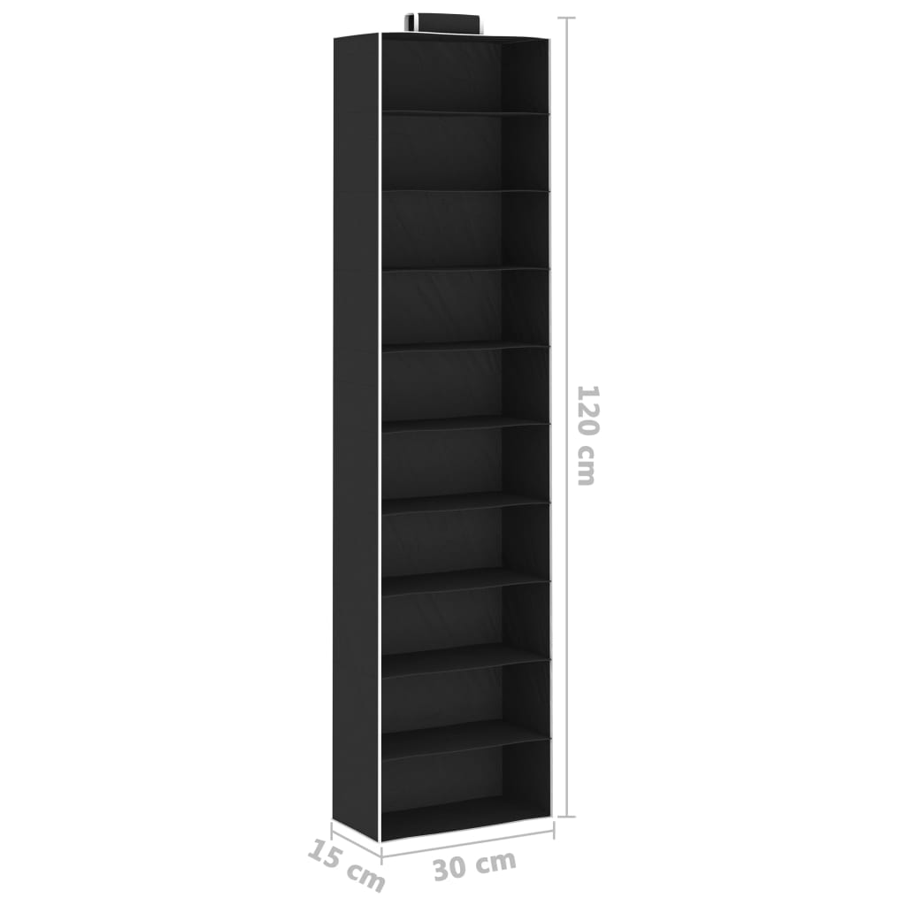 Kledingorganisers hangend 2 st met 10 schappen stof 30 x 15 x 120 cm