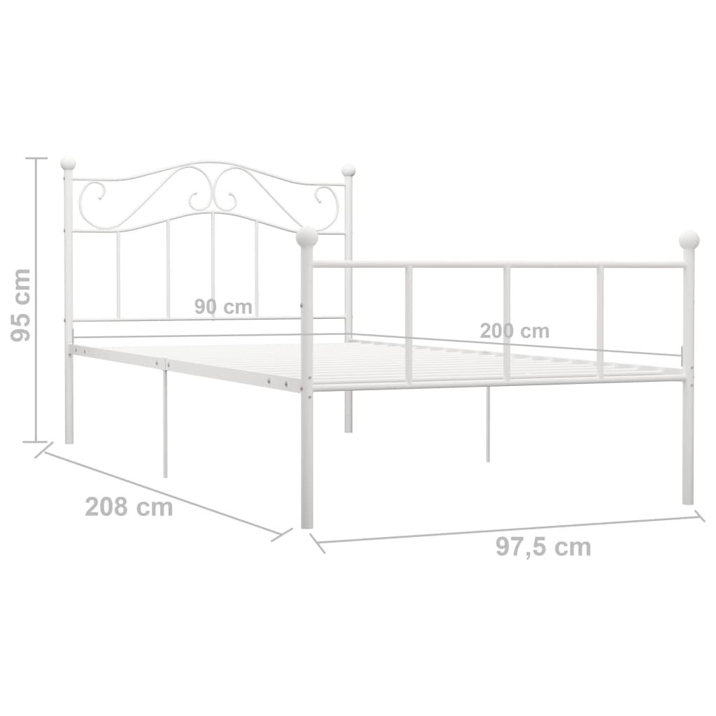 Bedframe Metaal 90 x 200 cm Wit
