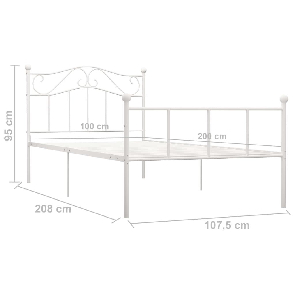 Bedframe Metaal 100 x 200 cm Wit