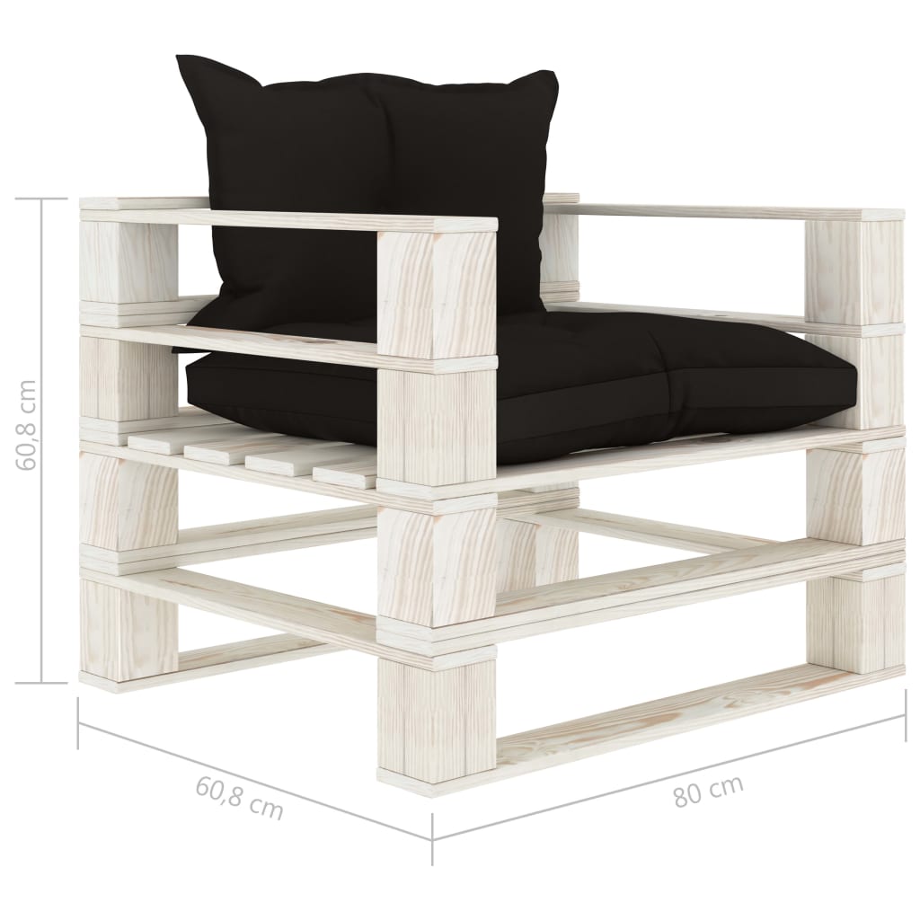 Tuinbank Met E Kussens Pallet Hout Zwart