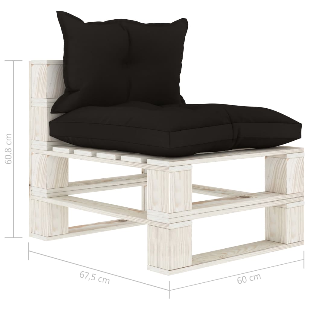 Tuinmiddenbank Met E Kussens Pallet Hout Zwart