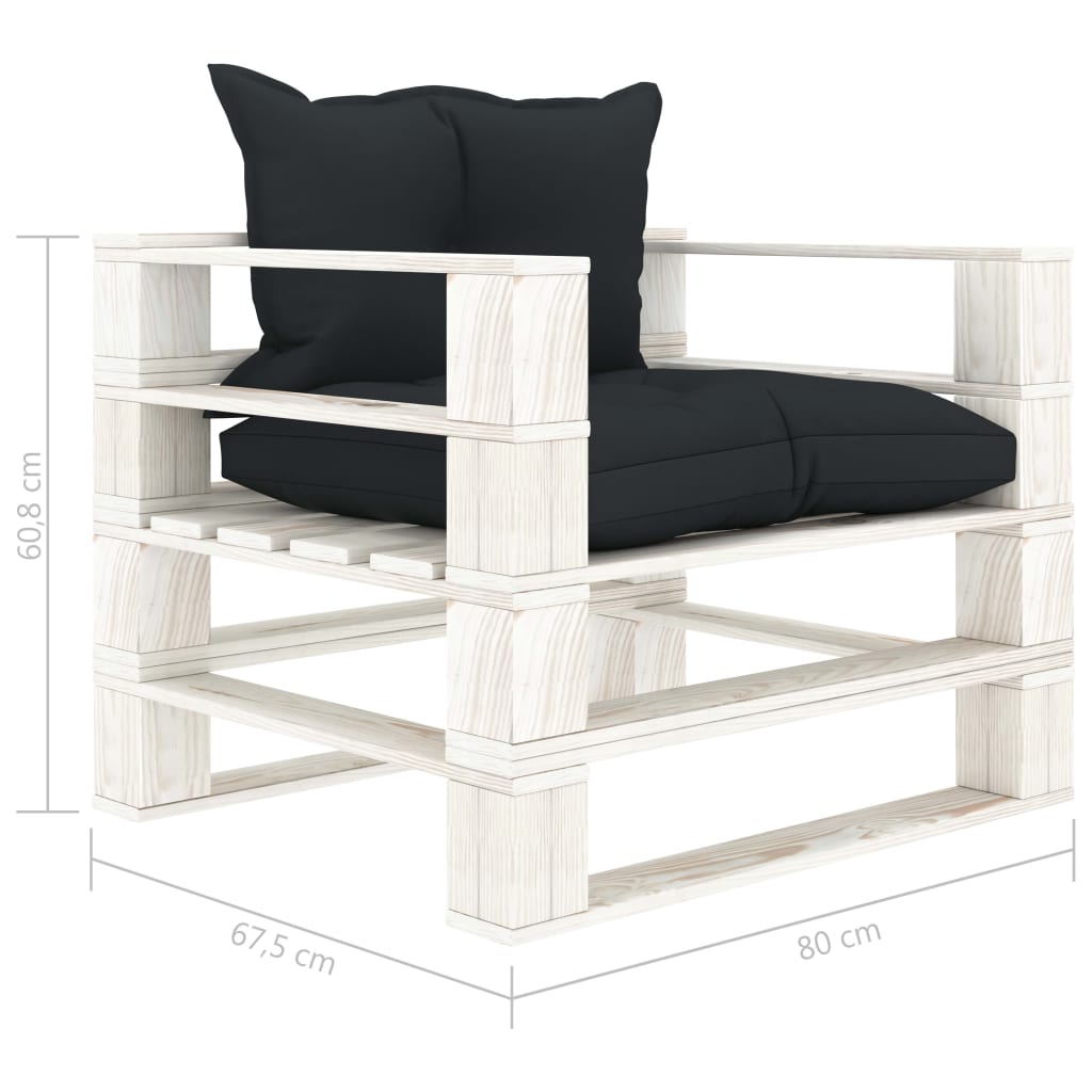 Tuinbank Met Antracietkleurige Kussens Pallet Hout