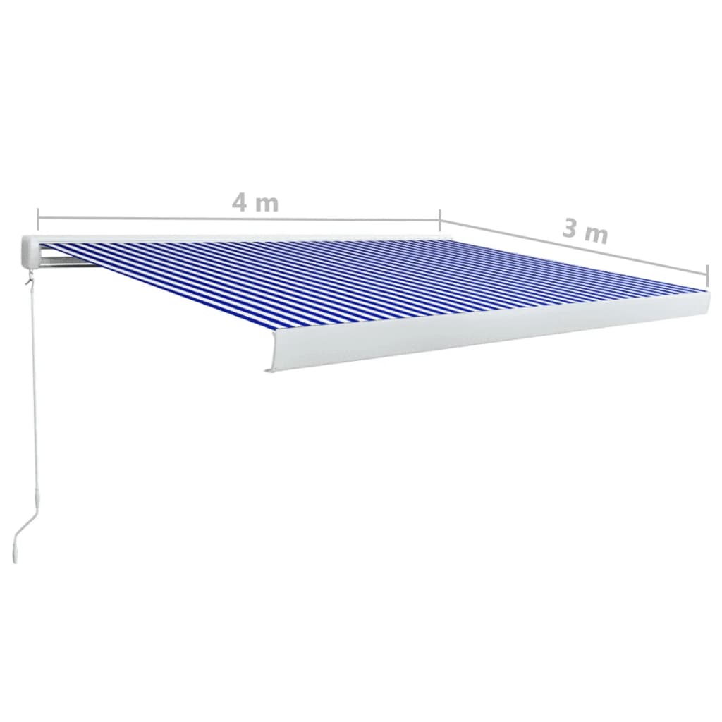 Luifel Handmatig 400 x 300 cm Blauw en wit