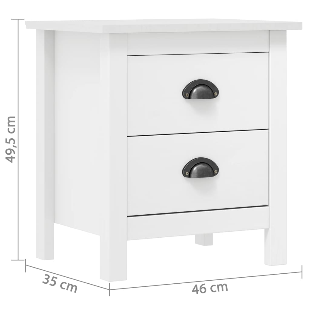 Nachtkastjes Hill 46X35X49,5 Cm Grenenhout 2 Wit
