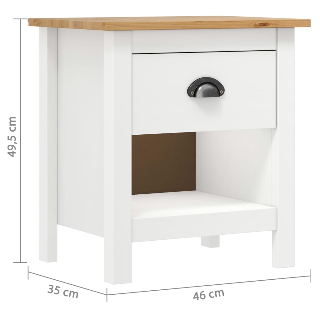 Nachtkastjes Hill Range 46X35X49,5 Cm Massief Grenenhout Wit en bruin
