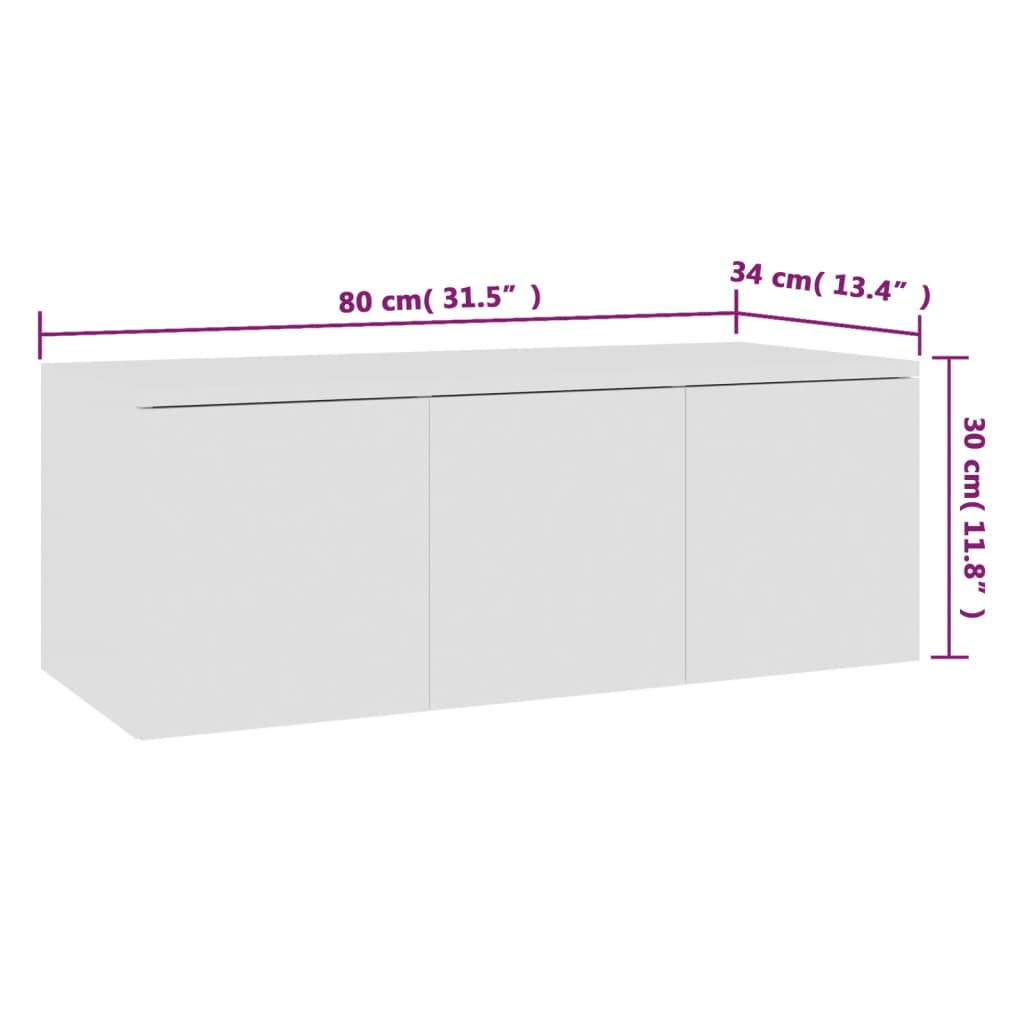Tv-meubel 80x34x30 cm spaanplaat wit Wit