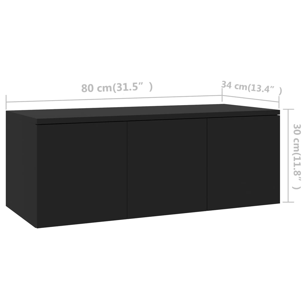 Tv-meubel 80x34x30 cm spaanplaat zwart Zwart
