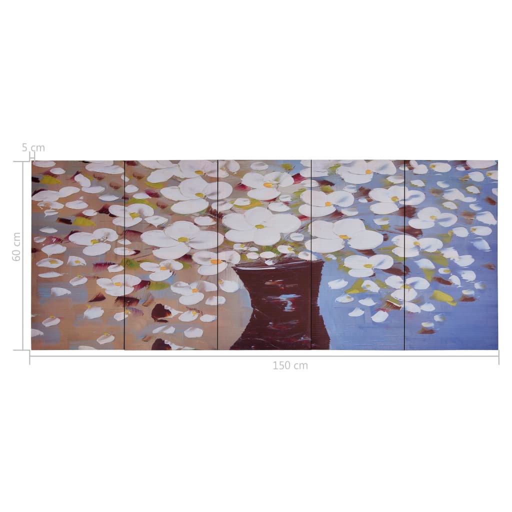 Wandprintset Canvas Meerkleurig 150 x 60 cm Bloemen in vaas