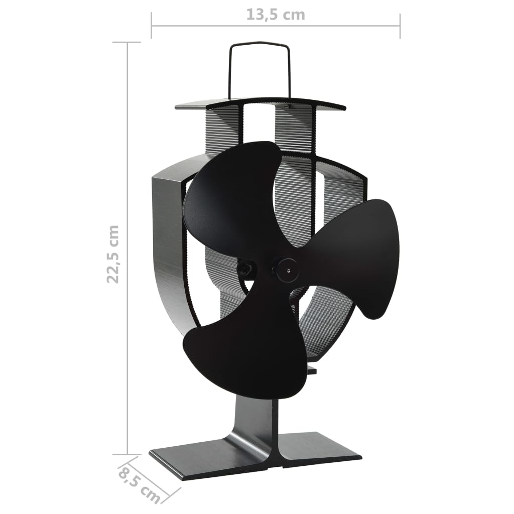 Kachelventilator Met 3 Vinnen Zwart 13.5 x 8,5 x 22,5 cm (3 vinnen)