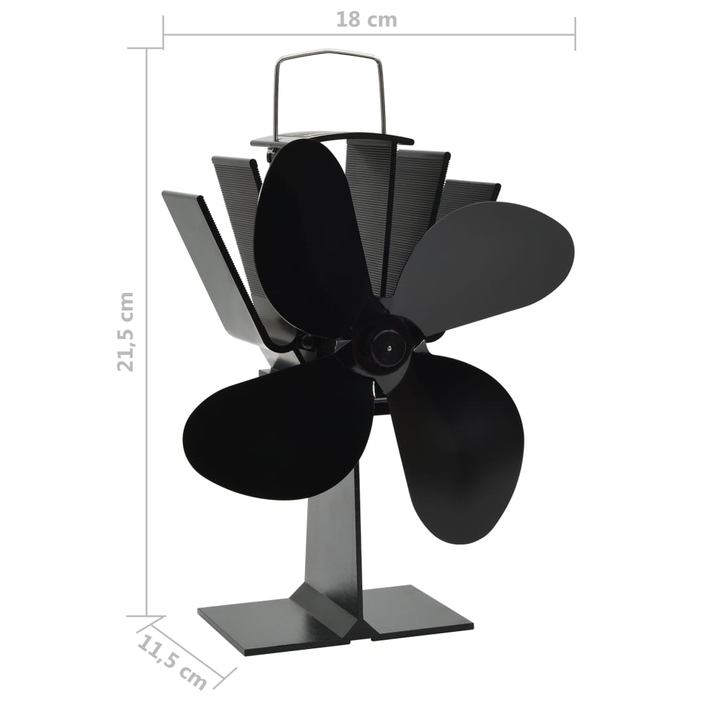 Kachelventilator Met 4 Vinnen Zwart 18 x 11,5 x 21,5 cm (4 vinnen)