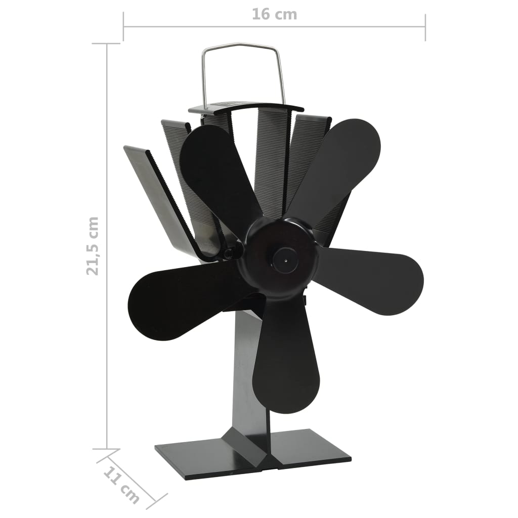 Kachelventilator Met 5 Vinnen Zwart 16 x 11 x 21,5 cm (5 vinnen)