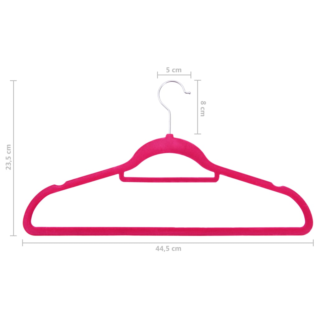 -Delige Kledinghangerset Anti-Slip Fluweel 50 Roze