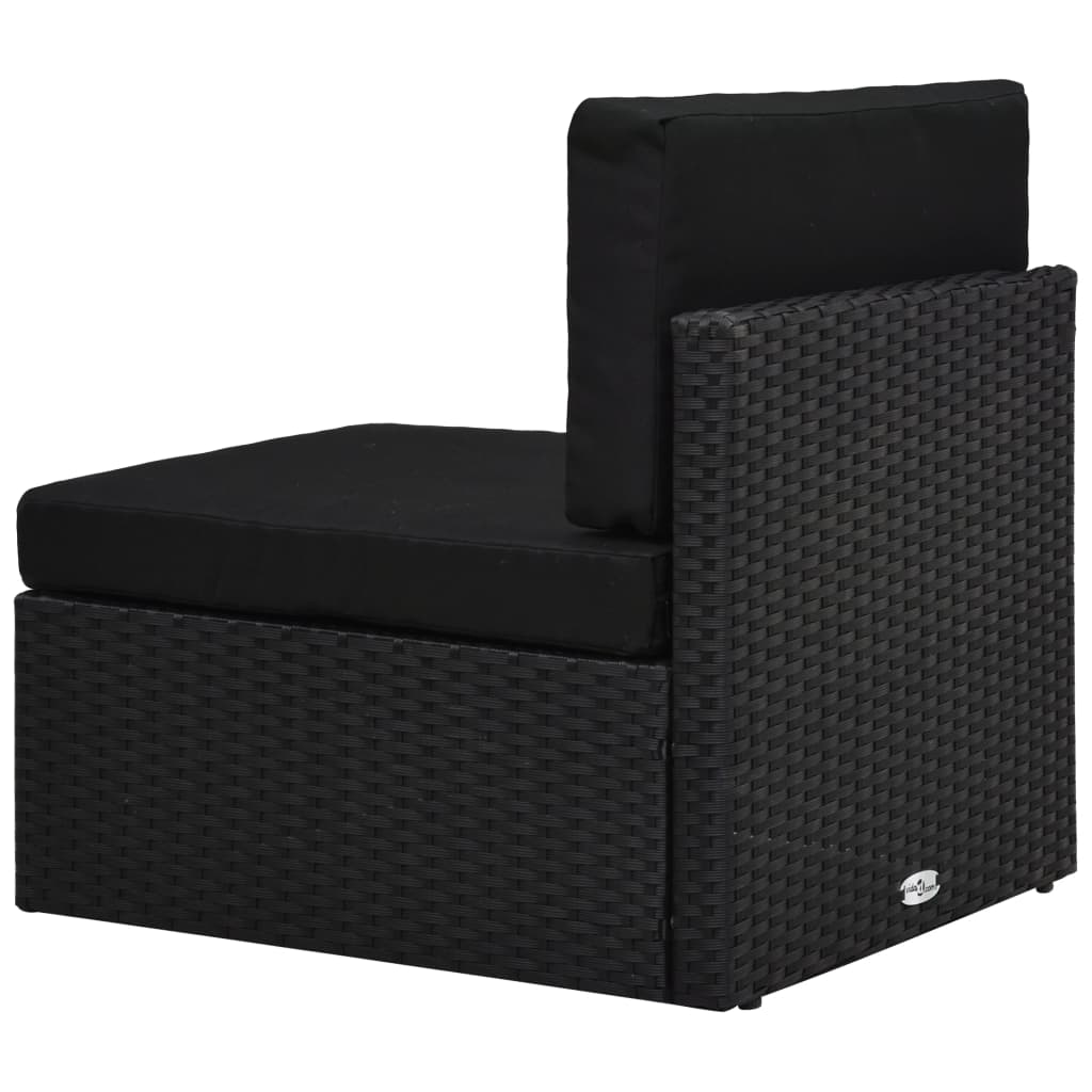 -Delige Loungeset Poly Rattan Zwart