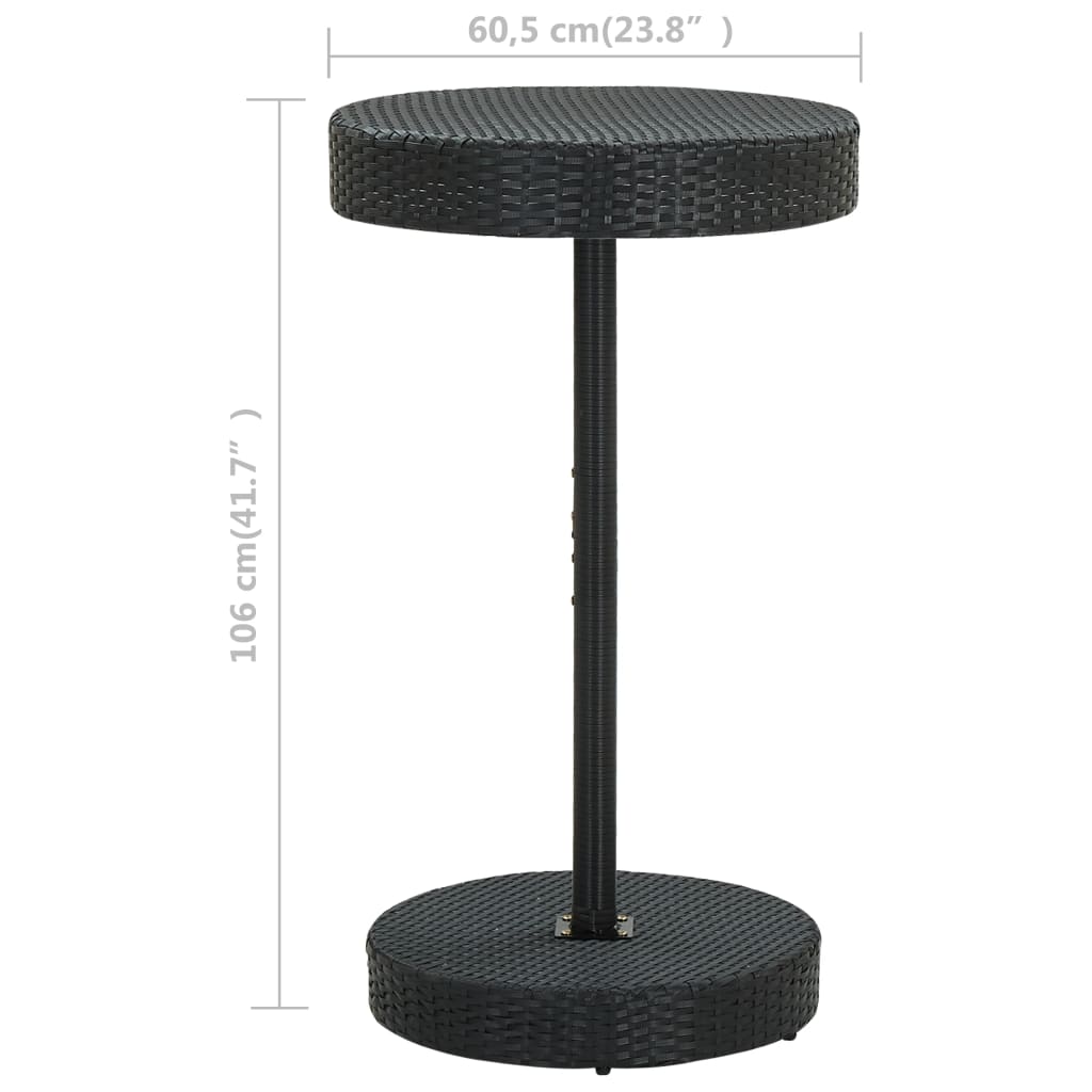 Tuintafel 60,5X106 Cm Poly Rattan Zwart 60.5 x 106 cm