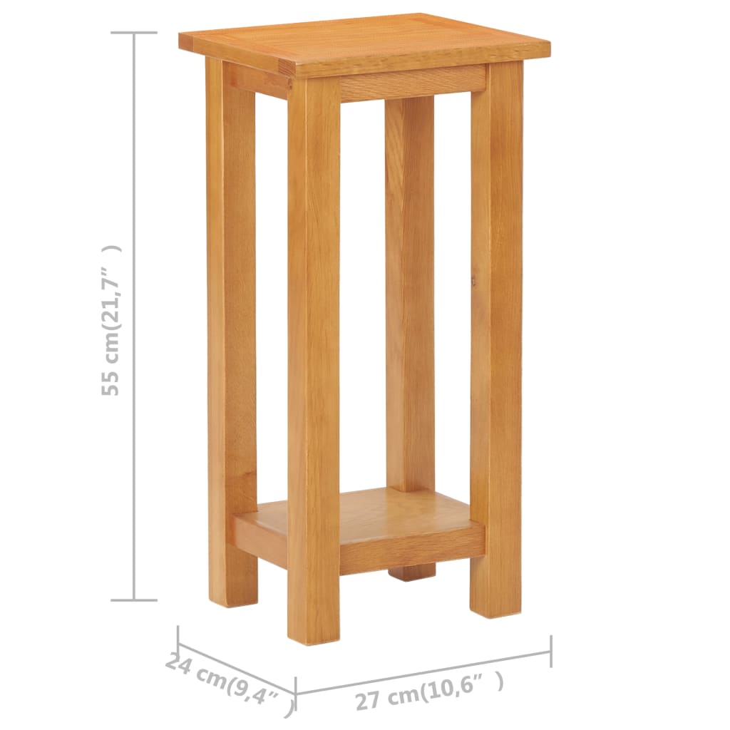 Bijzettafel 27X24X55 Cm Massief Eikenhout