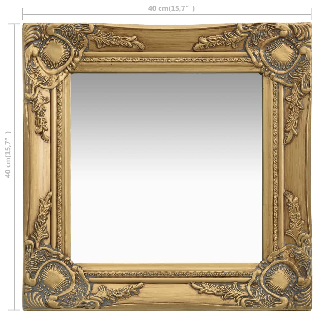 Wandspiegel Barok Stijl Kleurig 40 x 40 cm Goud