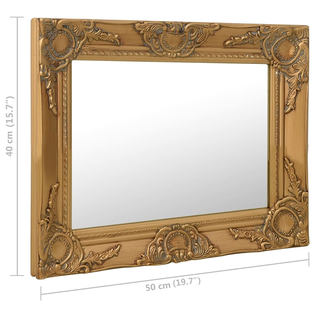 Wandspiegel Barok Stijl Kleurig 50 x 40 cm Goud