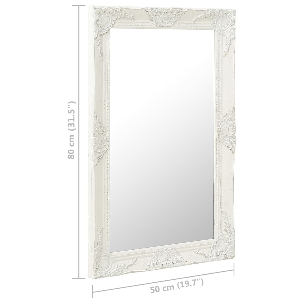 Wandspiegel Barok Stijl 50 x 80 cm Wit