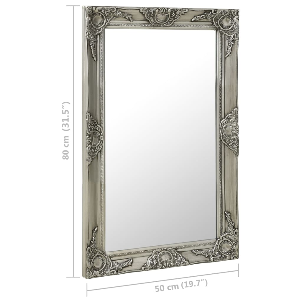 Wandspiegel Barok Stijl Kleurig 50 x 80 cm Zilver