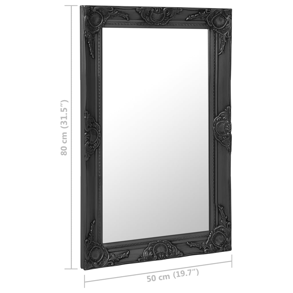 Wandspiegel Barok Stijl 50 x 80 cm Zwart