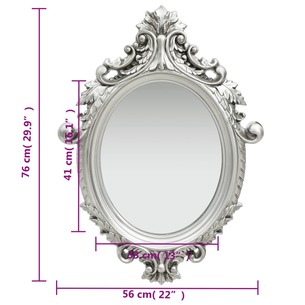 Wandspiegel Kasteel Stijl 56X76 Cm Kleurig Zilver
